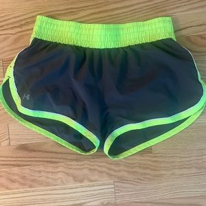 Under Armour dark grey and neon green athletic shorts